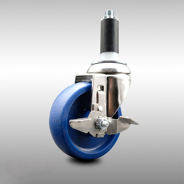 4 Inch 316SS Solid Polyurethane Swivel 1 Inch Expanding Stem Caster Brake